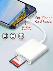 2-In-1 High-Speed Data Transfer Card Reader, Supports TF/SD Cards, Convertible Type-C/Lightning Interface, OTG Function - White - View 13