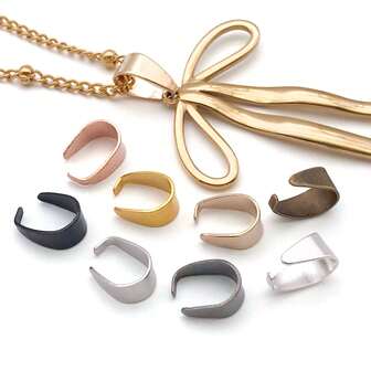 100pcs Metal Pinch Clip Clasp Bail Finish Necklace Clasps Pendant Clasps Claw Bail,Hook Pendant Connectors Clasps ForJewelry DIY Craft Making 6mmx9mm