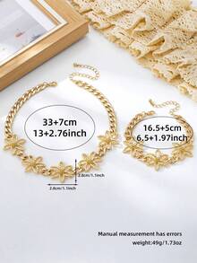 A Set Of Floral Necklaces, Bracelets, Earrings Suitable For Attending Parties And Banquets - Yellow Gold - View 8