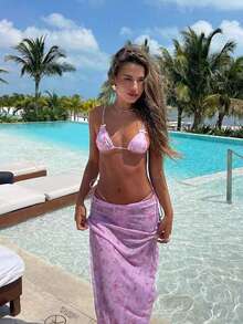 Lady Pink Strappy Fashion Elegant Bikini Sweet & Spicy Sexy Three Pieces Swimsuit Set Beach Summer Spring 2026,Birthday Outfits For Women,Gym Wear Women,Elegant Dress Women,Elegant Dress Women,Vacation Outfits Women,Going Out Top - Multicolor - View 1