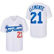 Men's #21 Roberto Clemente Puerto Rico Santurce Crabbers Terylene Embroidery Baseball Jersey Sportswear Athlete Uniform Athletic Apparel - 白色 - 查看 1