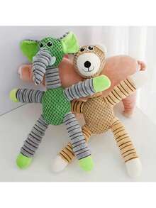 Durable Chew Toys For Dogs - Elephant, Bear, Pig Animal Shaped Squeaky Toys For Small Pets - Multicolor - View 3