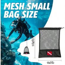 2 Pcs Mesh Dive Bag, Mesh Bags with Shrink Lock, Nylon Drawstring Bag Gear, Fit, Snorkeling - 16x12 - Ver 3