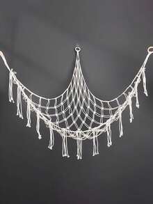 1pc Large Boho Style Plush Doll Net Or Hammock, Plush Doll Hammock, Plush Doll Storage Corner Hanging Net Rack With Tassel Hooks, Suitable For Bedroom Decor, Autumn Decor, Holiday Decor, Room Decor, Home Decor, Spring/Autumn Decor, Bedroom Decor