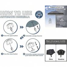 Resistente al Viento y Lluvia, con Protección UV, 10 Varillas - Ideal para Hombres y Mujeres, Nº67 en Más Vendidos de - Negro - Ver 1