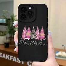 2026 nueva funda de teléfono esmerilada, funda de teléfono con diseño de árbol de Navidad y estampado de leopardo, diseño de Feliz Navidad para  17 15 Pro Max,  17 14 Pro,  17 13, protector de teléfono  Galaxy S23 S22 S21, funda de teléfono para parejas, regalo para él y ella, regalo de vacaciones - Negro - Ver 5