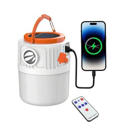 1pc/2pcs Solar Powered LED Camping Lantern, Solar Powered Portable Rechargeable Camping Light With Phone Charging Function, Multifunctional Emergency Light - LED Tent Light With Phone Charger Handle