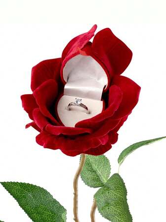 1pc Rose Flower Jewelry Box, Surprise Valentine's Day Gift, Earring Storage Box, Engagement & Anniversary Celebration, Wedding Decoration Jewelry Box, Suitable For All Seasons - Perfect Valentine's Day Gift, Birthday Gift, Jewelry Box