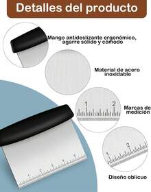 3 Piezas Raspador De Masa, Incluye Cortadoras De Acero Inoxidable y Raspadoras De Plástico, Adecuadas Para Panadería, Panadería y Cocina Profesional, Incluida La Función De Medición De Porciones - 1 - Ver 4