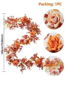180cm Fabric Orange Money Plant, Baby's Breath Vine Garland With Stars Decoration For Autumn, Suitable For Party And Wedding Table Decorations, Valentine Day, Gift Gifts Birthday Graduation - Orange - View 12
