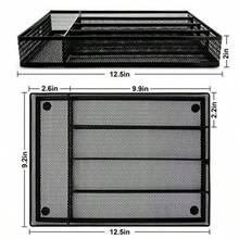XZGB Utensil Drawer Organizer Mesh Wire Silverware Organizer Divider For Kitchen Stainless Steel Cutlery Flatware Storage Tray With Non-Slip Foam Feet 5 Compartment 12.5 X 9.2Inch Black - màu đen - Xem 2
