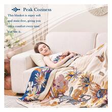 Boho Throw Blanket, 100% Cotton Ultra Soft Luxury Throw Rustic Quilt, 60"X80" Floral Bird Butterfly Farmhouse Decor Bed Blankets, All Season Rustic Reversible Bohemian Throw For Bed - Yellow 3D Printed Throw Blanket Whether For A Sofa Nap Or A Quick Break At The Office, It Brings You Comforting Warmth. - 彩色 - 查看 6