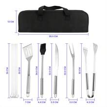 Set de juego de 9 herramientas Lincky para barbacoa, Utensilios de acero inoxidable - Gris - Ver 2