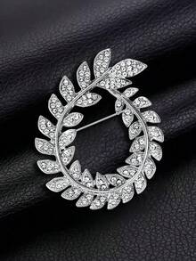 女士水钻花环胸针 花环胸针 戒指 叶子别针 派对 宴会 珠宝礼物 - Rhinestone Wreath Brooch - 查看 11