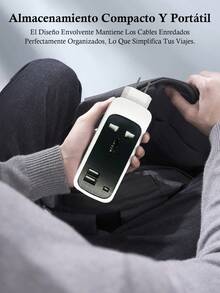 Regleta Cargador Multicontactos,Extencion Portatil Para Viaje Con Puestos Usb Y Enchufe - Azul - Ver 6