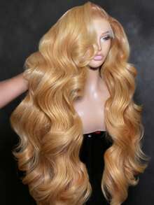 Synthetic Lace Front Wig Honey Blonde Water Wave Lace Frontal Wig 13x4 HD Long Body Wave Blonde Glueless Wigs For Women Suitable For Everyday Wear Heat Resistant Hair For Daily Or Events With Natural Density - 金髮女郎 - 查看 4
