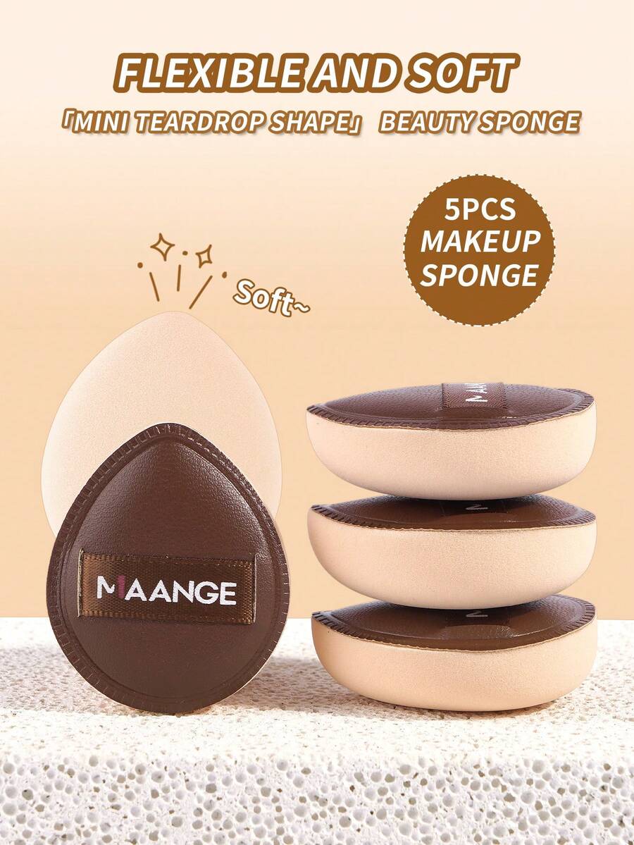 MAANGE Bộ 5/10 miếng bông trang điểm mini, dùng được cả khô và ướt, có thể tái sử dụng, thích hợp dùng tại nhà hoặc ngoài trời, dùng để đánh kem nền, dành cho phụ nữ và bé gái. - Cà phê nâu - Xem 1