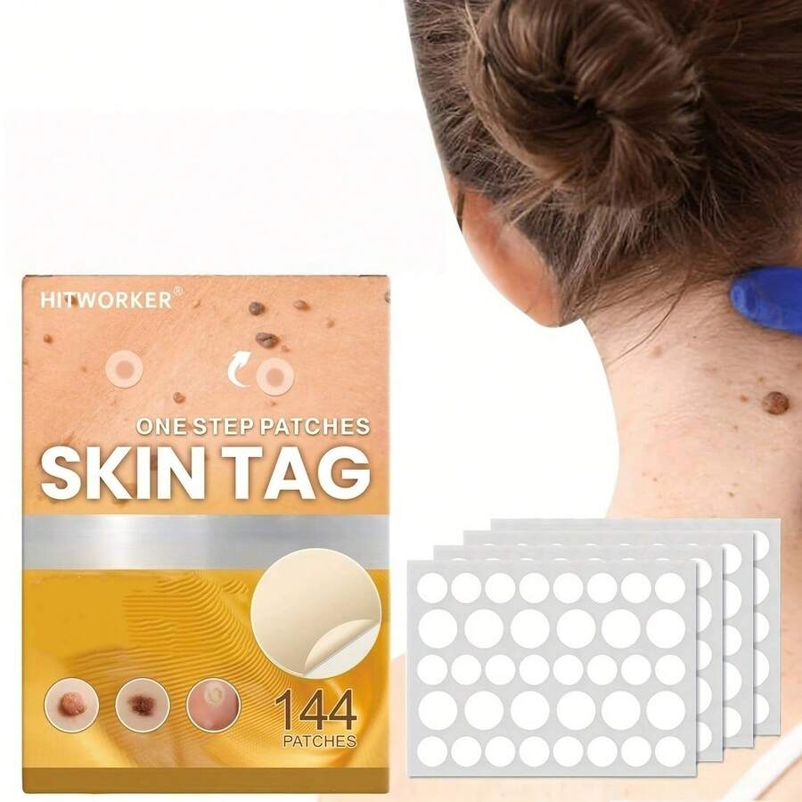 144-Pack HITWORKER Skin Growth Removal Patches | Waterproof Hydrocolloid Patches, Suitable For All Skin Types, Invisible Protective Patches That Remove Skin Growths, Moles, And Blemishes, Gentle And Non-Drying. - Màu sắc - 144 chiếc - Xem 1