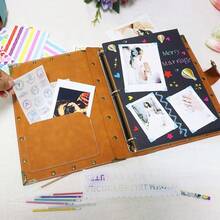 DIY Scrapbook Leather Scrap Book Photo Album 60 Pages, Mothers Day Gifts For Mom Scrapbook Photo Album Vintage Travelling Journal Scrap Book,FArmyssGreen - 軍綠色 - 查看 6