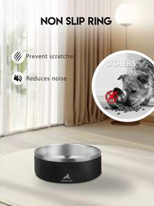 Meoky 24/42/64 Oz Pet Bowls, Three-Layer Vacuum Stainless Steel, Non-Slip, Spill-Proof, And Durable, Water And Food Trays; Suitable For Cats, Dogs, And Other Pets; - 1L - View 6