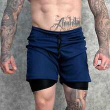 Kit Of 2 Men's UV DryFit Athletic Shorts For Gym, Training, And Running - KIT 2 Blue - View 2