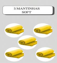 Set Of 5 Pet Blankets 80cm X 100cm Comfortable With Hemmed Finish - 黃色 - 查看 5