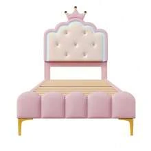 Kids Bed Frames, Headboards & Footboards - Pink + PU + 90cm*200cm - View 10