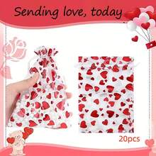 20/40pcs Heart Shaped Organza Bags, Red Heart Gift Bags, 3.5x4.7 Inches, Suitable For Valentine's Day, Wedding, Party, Gift Packaging - Red - View 8