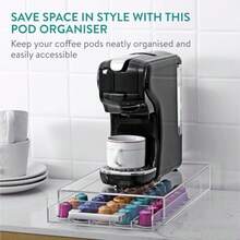 Navaris Dispensador de Capsulas de cafe para  y Tassimo - Caja Capsulas Cafe y Soporte para Cafetera - Portacapsulas de Cafe para 50 Capsulas - Acrilico Transparente - Transparente - Ver 4
