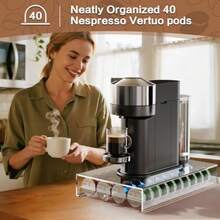 Capsulas de cafe con soporte acrilico PETG Cajon compatible con capsulas  Vertuo y capsulas  40 capsulas de almacenamiento - Transparente - Ver 6