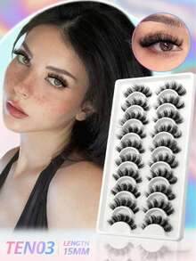 7 Pairs Manga Lashes Faux Mink Eyelashes, Natural & Thick False Eyelashes, Makeup Travel Essentials (TEN03)
