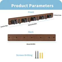 Wooden Wall-Mounted Broom Holder, Broom Holder For Drilling, Tool Holder For Garden Tools For Home, Tool Holder Organizer (Non-Adhesive), For Kitchen, Garage, Garden - 5 - View 3