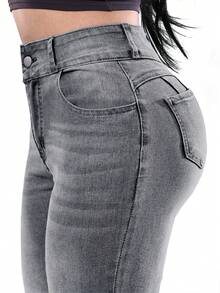 Women's Butt Lifting Jeans, High Stretch Leggings, Fashionable And Elegant, Suitable For Dates, Commuting, Casual Travel, Valentine's Day And New Year Wear - Light Grey - View 7