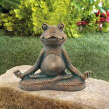 用这款冥想瑜伽青蛙雕像为您的花园带来和平与宁静。 - 鏽棕色 - 查看 1