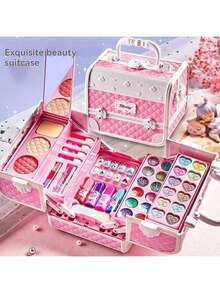 圣诞装饰女孩儿童化妆套装 - 女孩儿童化妆套装玩具、玩真人化妆女孩玩具、可洗小女孩化妆品、幼儿假装化妆套装、3-12 岁儿童礼物、圣诞礼物、儿童化妆套装、儿童化妆品、女孩化妆套装