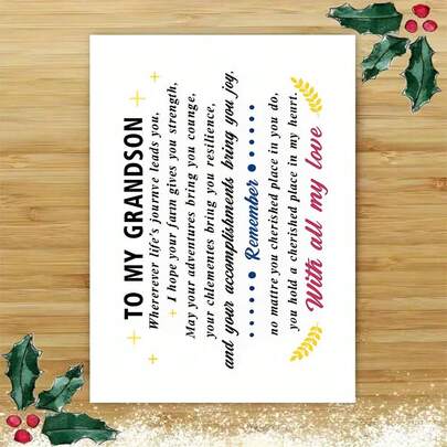 "1 Cartão de Cumprimentos Divertido 'Homenagem à Jornada de Vida do Neto' com Envelope (11cm x 16cm e 4,33 pol x 6,29 pol) - Design com Mensagem Inspiradora, Ideal para Celebrações e Cumprimentos Afetuosos para o Neto, Cartão de Cumprimentos | Cartão Sincero para o Neto | Cartão de Cumprimentos de Papel"