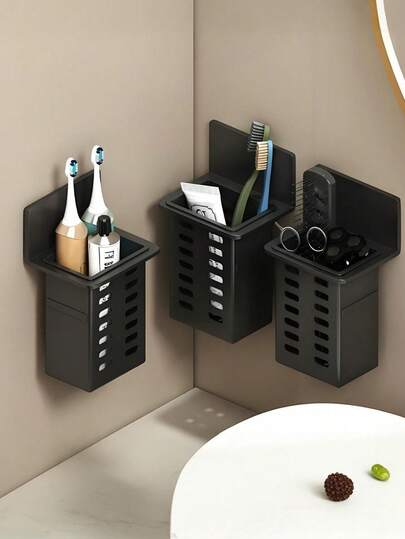 Estantería de almacenamiento montada en la pared de plástico, organizador de cosméticos, estantería de almacenamiento para baño, sin taladro, para artículos pequeños y herramientas, estantería de almacenamiento para el hogar, accesorios de cocina, utensilios de cocina