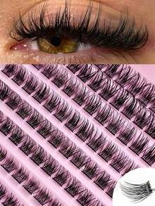 120 Clusters Individual Cluster Lashes DIY Lash Extension Crossed Wispy Soft Daily Cluster Lashes Thin Band Natural False Eyelashes - C - Xem 8