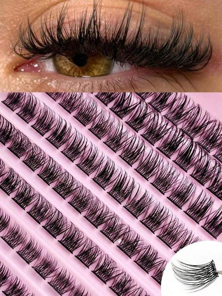 120 Clusters Individual Cluster Lashes DIY Lash Extension Crossed Wispy Soft Daily Cluster Lashes Thin Band Natural False Eyelashes - C - 查看 8