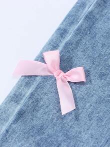 Baby GirlJeans, New Arrival, Y2K Fashion Cute Sweet Pink Bow Decor Wide Leg Jeans, Comfortable & Versatile, Suitable For Daily Outings - Light Wash - View 4
