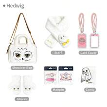 Harry Potter Túi Hedwig - Bộ ba lô/túi đeo chéo cho bé gái kèm phụ kiện hình cú: Ví đựng thẻ, lược, kẹp tóc, thiết kế kiểu sinh viên, phù hợp cho đi làm, đi chơi, dự tiệc, Giáng sinh, Halloween, sinh nhật, món quà lý tưởng cho phụ nữ và các cô gái công sở - trắng - Xem 7