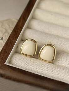 10pcs Set Minimalist Wedding/Party/Daily Wear Earrings, Petite Vintage Twisted Triangle Earrings, Luxury Matte Personalized Earring Set - Multicolor - View 11