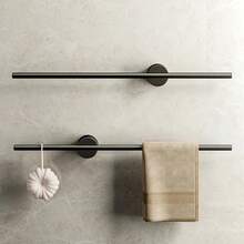 アルミ壁掛けタオル掛け,フリーパンチハンガー,バスルームタオルバー,調節可能なホルダー,アクセサリー,50cm - ブラック 40CM - チェックする 1