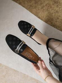 Mengshangli 女士套脚乐福鞋，百搭莫卡辛鞋 - 黑色 - 查看 3