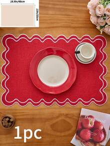 1/2/4/6pcs Bohemian Style Rectangular Embroidered Placemats With Wavy Edges, Solid Color, Non-Slip Mats For Dining Room, Kitchen, Table, Home Decor, Suitable For Restaurants, Living Rooms, Parties, Weddings, Offices, Coffee Tables, All Seasons (Multiple Color Options) - Multicolor - View 26