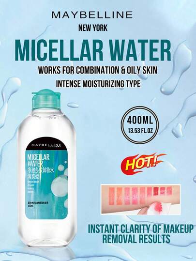 Maybelline MICELLAR WATER Refreshing Type 95/400ml, for Combination & Oily Skin, Instant Clarity Makeup Removal, Efficient Cleansing, No Second Cleanse, Moisturizing, Non-Tight, Hydrating Formula, for Tender Skins Post-Remoal, France-Badm [Firm [Firm [Fire S醫生, 自由商 S Easy Use Mini Full Size Cost-Effective Daily Cleansing