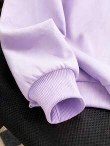 1件装少女保暖连帽卫衣，加厚保暖青少年学生服装，适合儿童秋冬季长袖上衣，Y2K/街头风/度假风/时尚/学院风 - 紫色 - 查看 4