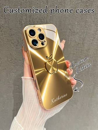 1pc Customized High-Definition Glass Phone Case With Gradient Apple Pattern, Compatible With Apple 16 Pro Max/15/14 Plus/13 Pro/12 Pro Max/11/XsMax/8/7/6Plus And Galaxy S24 Ultra/S25 Ultra, Fashionable, Colorful, Cute, Fun, Minimalist, Matching Phone Case, Kawaii Customized, Personalized, Unique, Ideal Gift For Boyfriend, Girlfriend, Family, Friends, Grandparents, Couples, Anniversary, Birthday