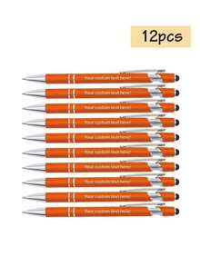 12/24/60/600支装个性化定制笔，返校用品，定制商务雕刻圆珠笔，带姓名个性化定制笔，触摸屏专用触控笔，伸缩式圆珠笔，男女通用办公学习礼品 - 薑黃色 - 查看 11