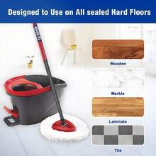 Easywring 1-Tank System,Mop Replacement Heads For O-Ceda Mop Replace Head, Spin Mop Heads Replacements, Microfiber Spin Mop Refills, Easy Cleaning Mop Head Replacement (White-3pcs) - 白色 - 查看 5